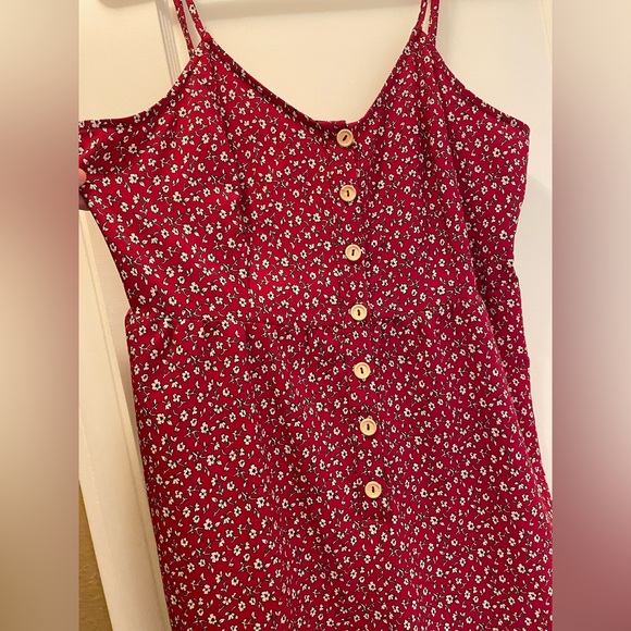 SHIEN 0XL Red Floral Ditsy Romper Dress / Excellent Condition ❤️🌹 - Picture 6 of 10